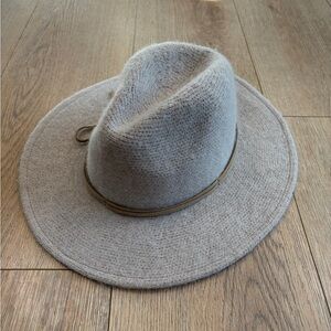 Western Taupe Wide Brim Hat Coastal Cowgirl Style Wool Blend